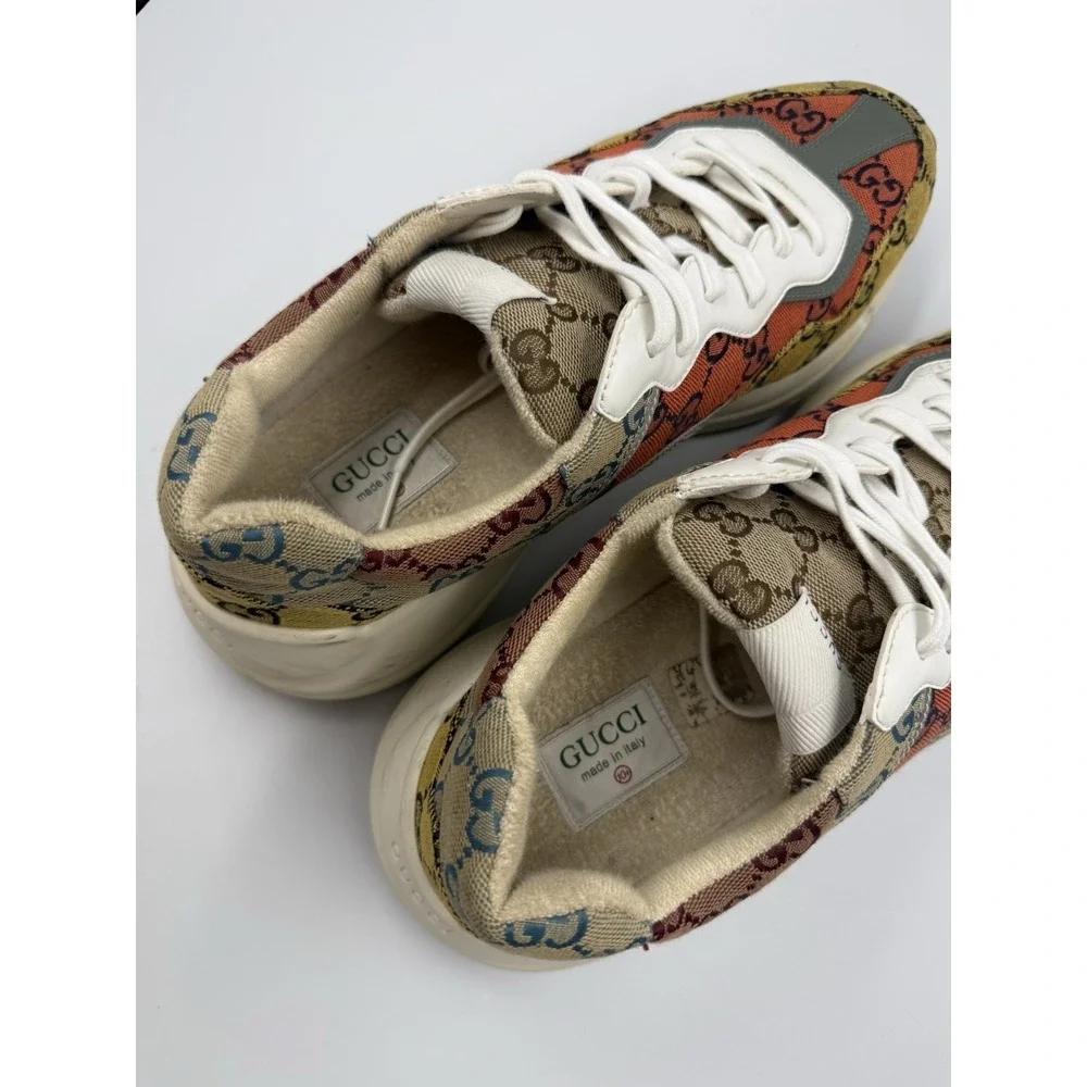 Gucci Rhyton GG Sneakers US 11.5 Multi Monogram Canvas Low Top Runners